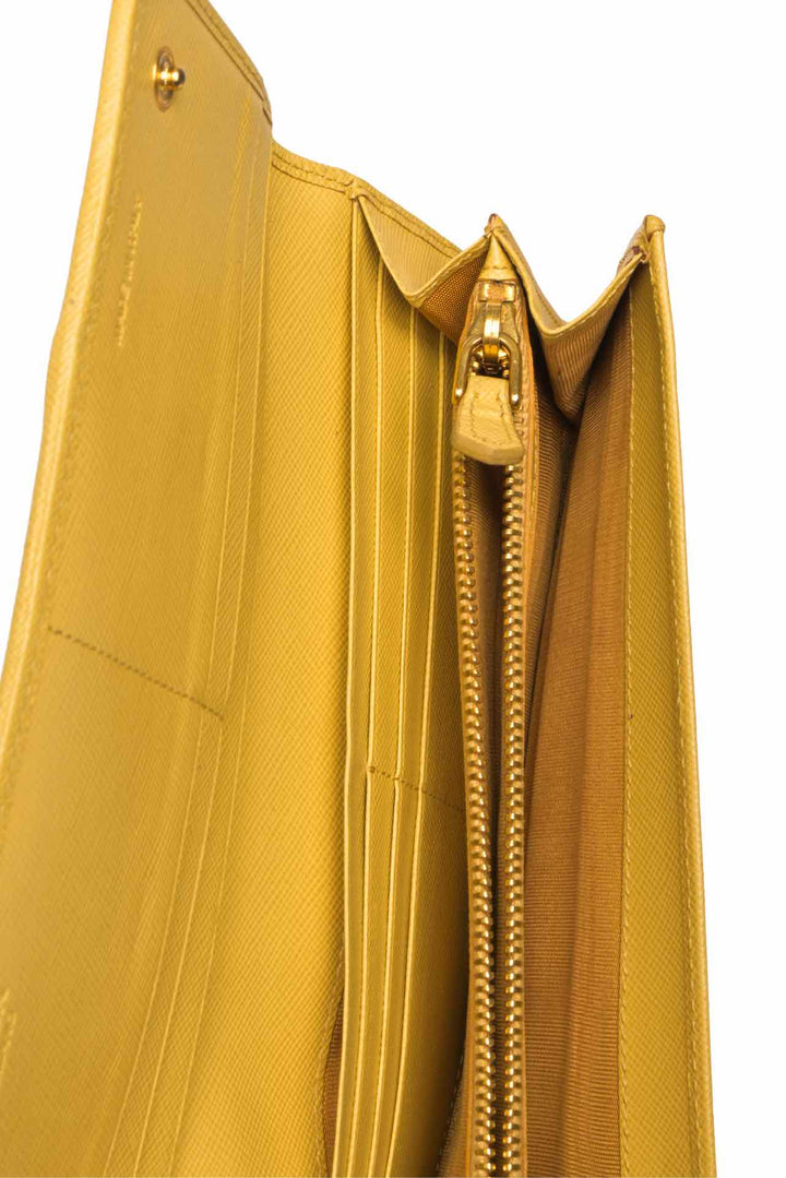 Prada Triangle Logo Perforated Continental Wallet