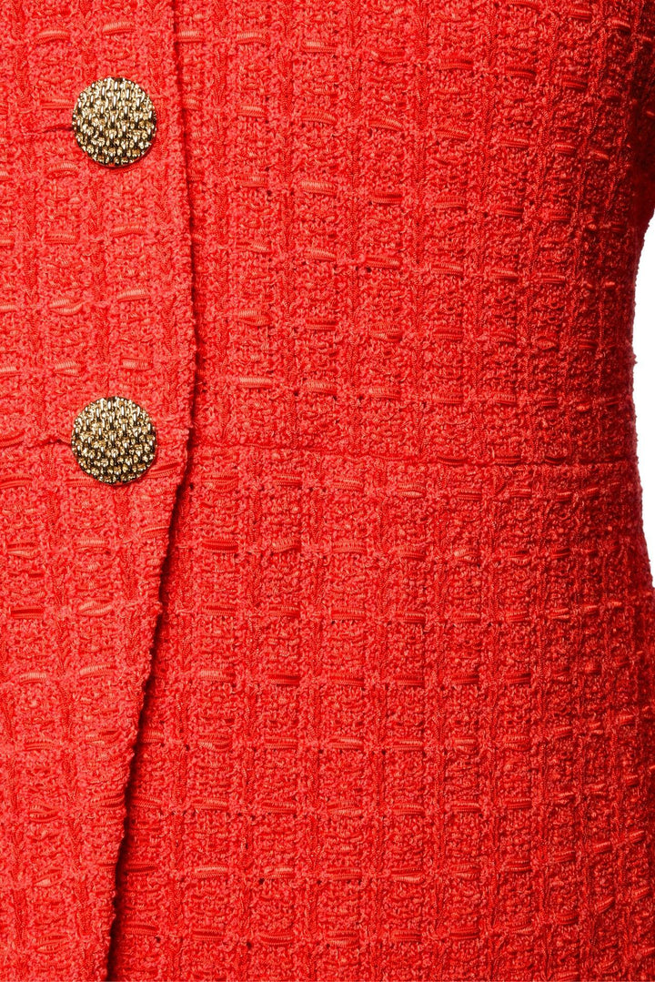 St. John Size 2 Tweed Button Up Jacket & Sleeveless Midi Dress Set