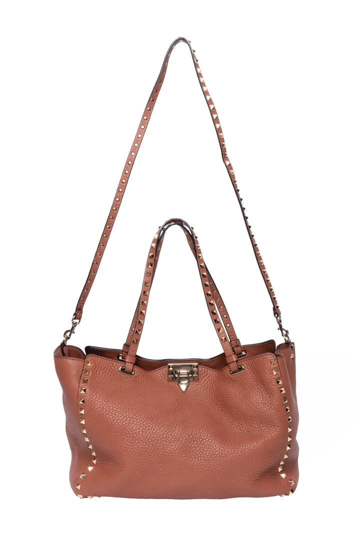 Valentino Grainy Calfskin Rockstud Tote Bag