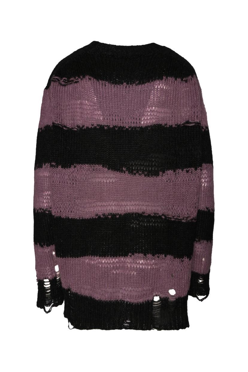 Acne Studios Size S Black & Purple Distressed Sweater