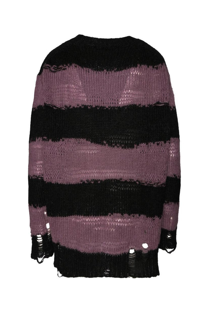 Acne Studios Size S Black & Purple Distressed Sweater
