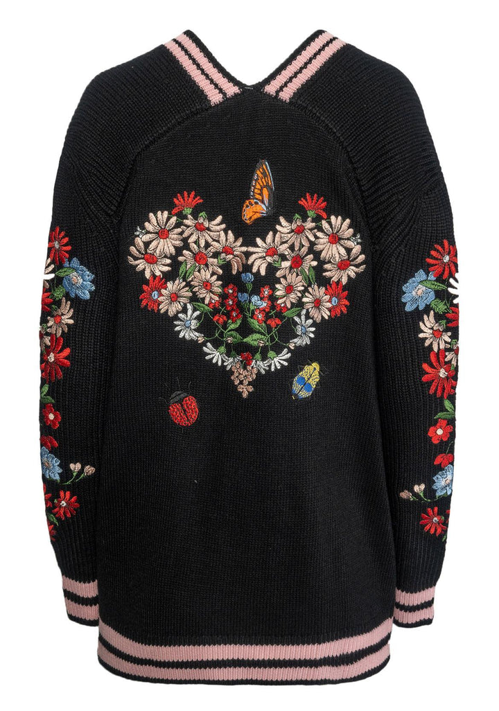 maje Size 1 Floral Embroidered Cardigan