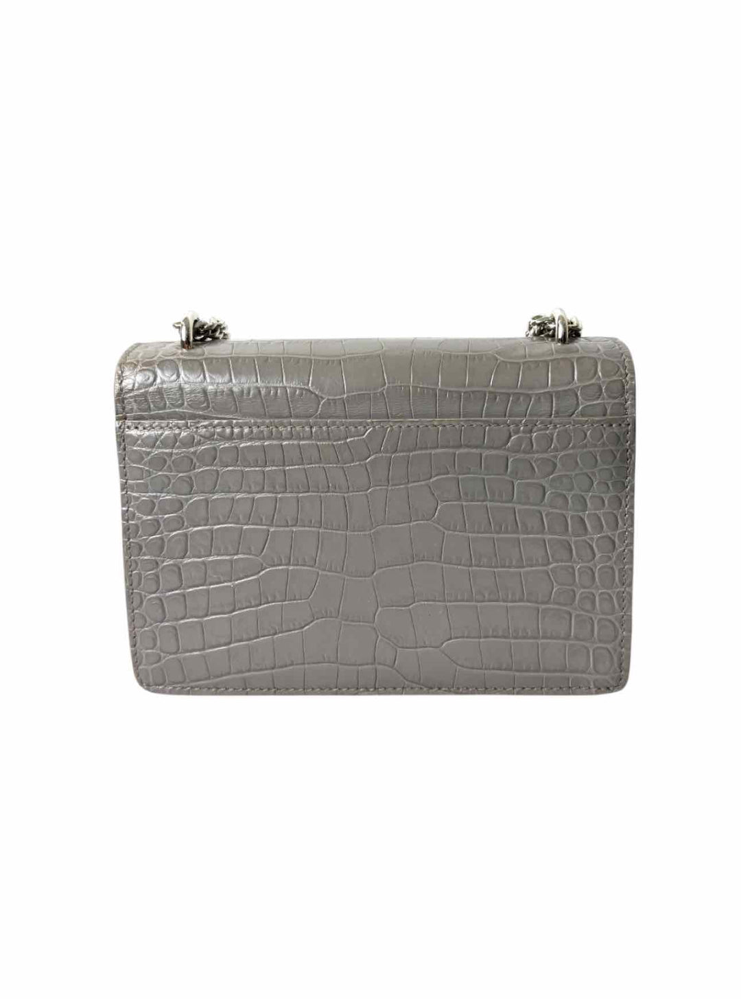 Saint Laurent  Croc Embossed Leather Sunset Chain Wallet Purse