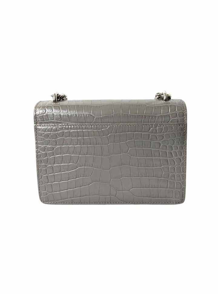 Saint Laurent  Croc Embossed Leather Sunset Chain Wallet Purse