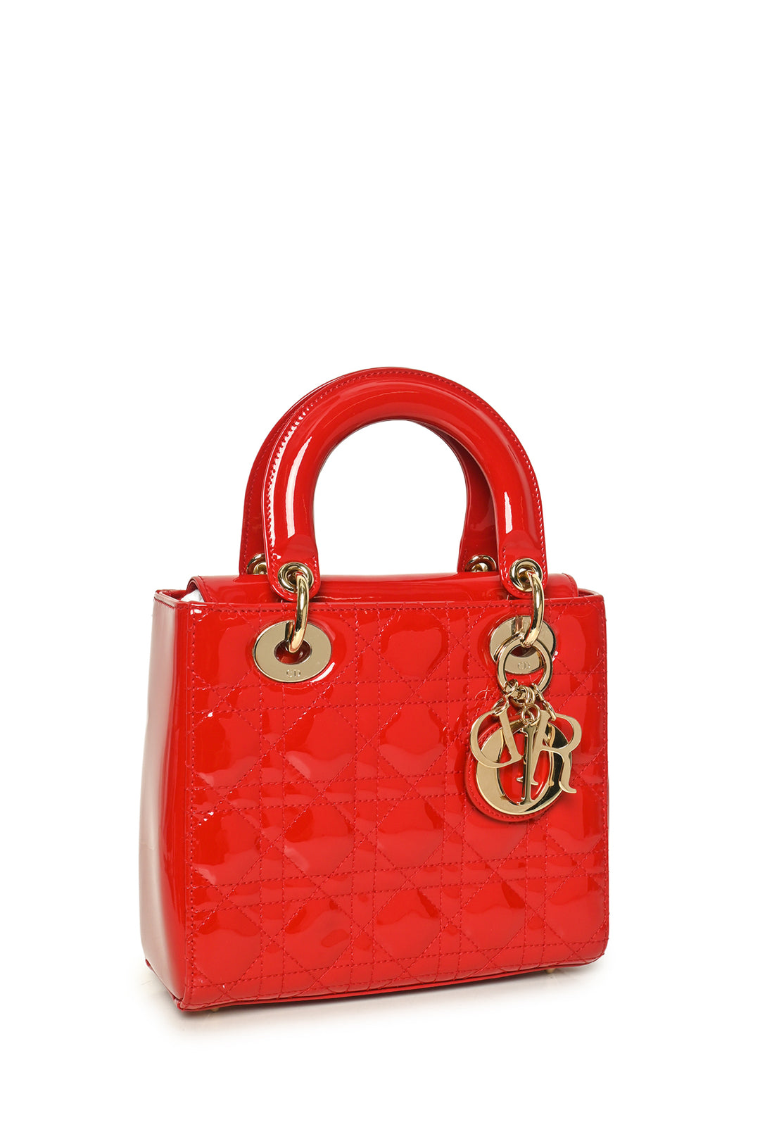 Dior 2019 Quilted Cannage Patent Leather Small Lady Dior Bag