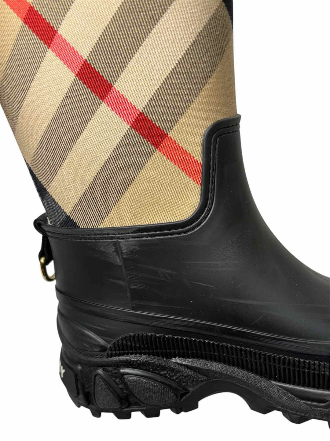 Burberry Size 37 House Check Tall Rubber Boots