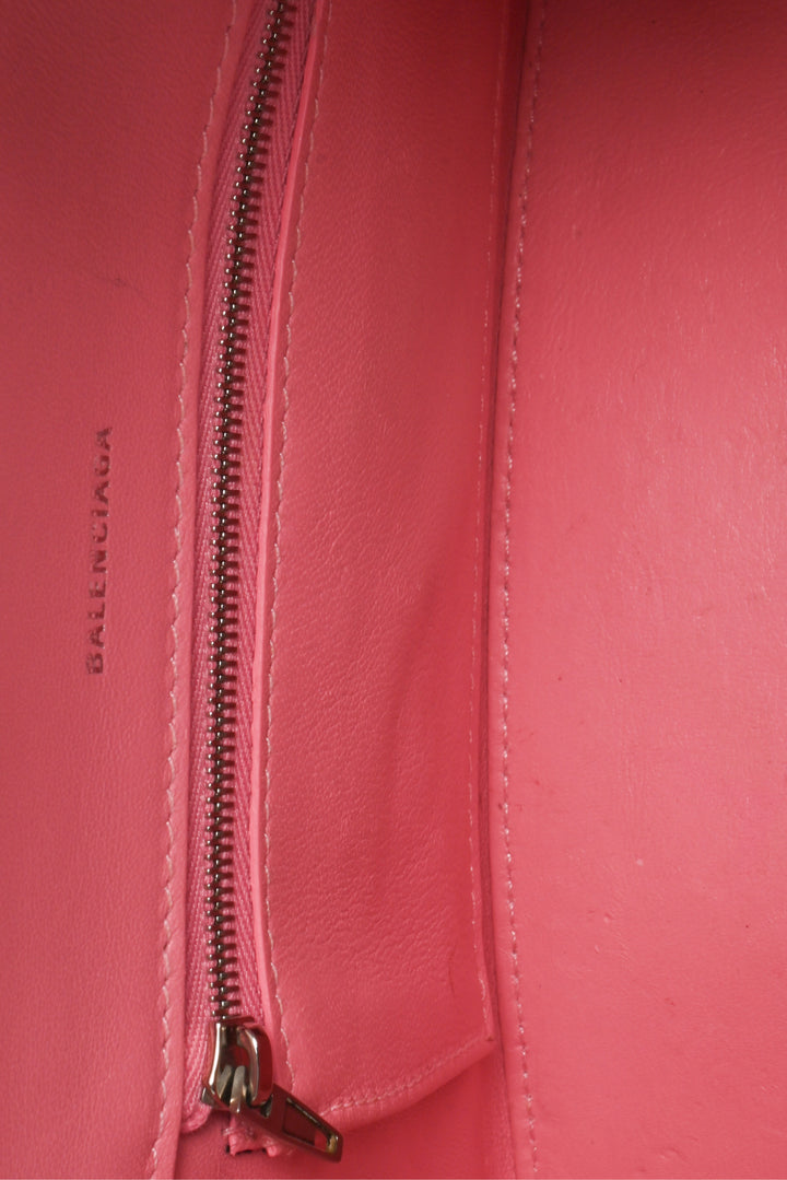 Balenciaga Small Hourglass Crocodile Embossed Leather Top Handle Crossbody