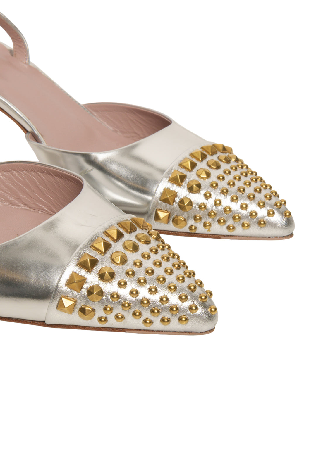 Gucci Size 37.5 Patent Leather Coline Studded Slingback Pumps