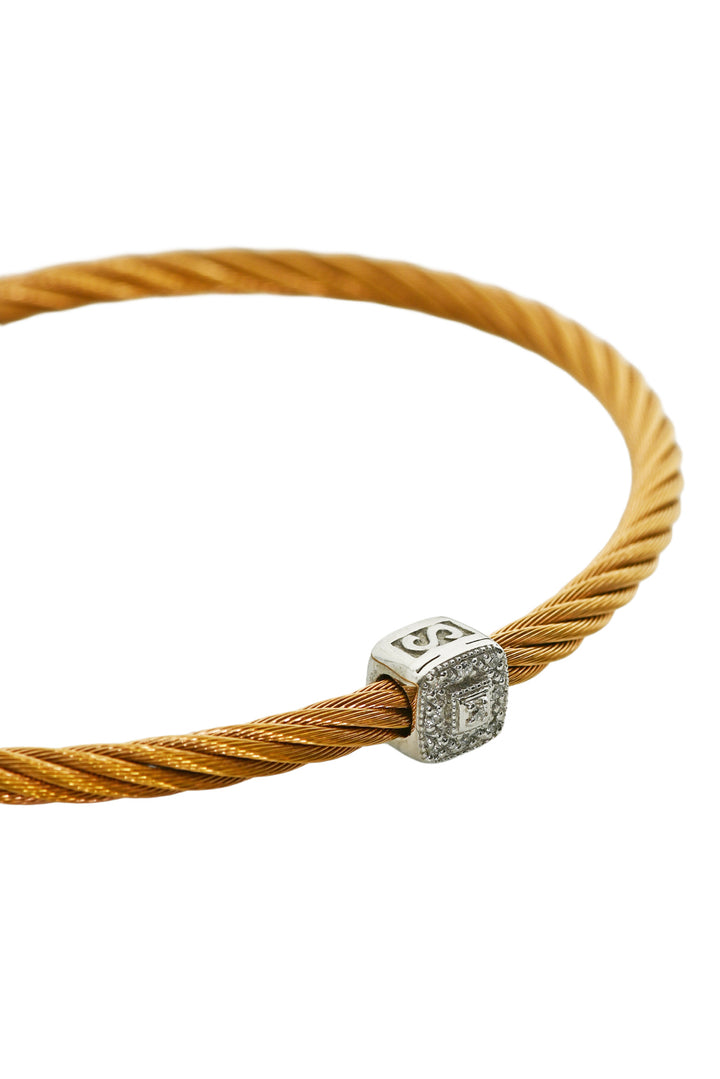 Charriol 18K White Gold and Steel Diamond Bangle Bracelet