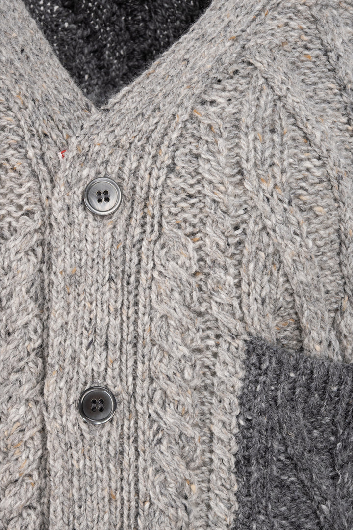 Thom Browne Size 1 Mohair & Wool Tweed Aran Cable Classic 4-Bar Cardigan