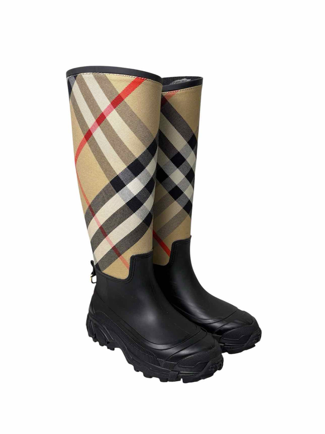 Burberry Size 37 House Check Tall Rubber Boots