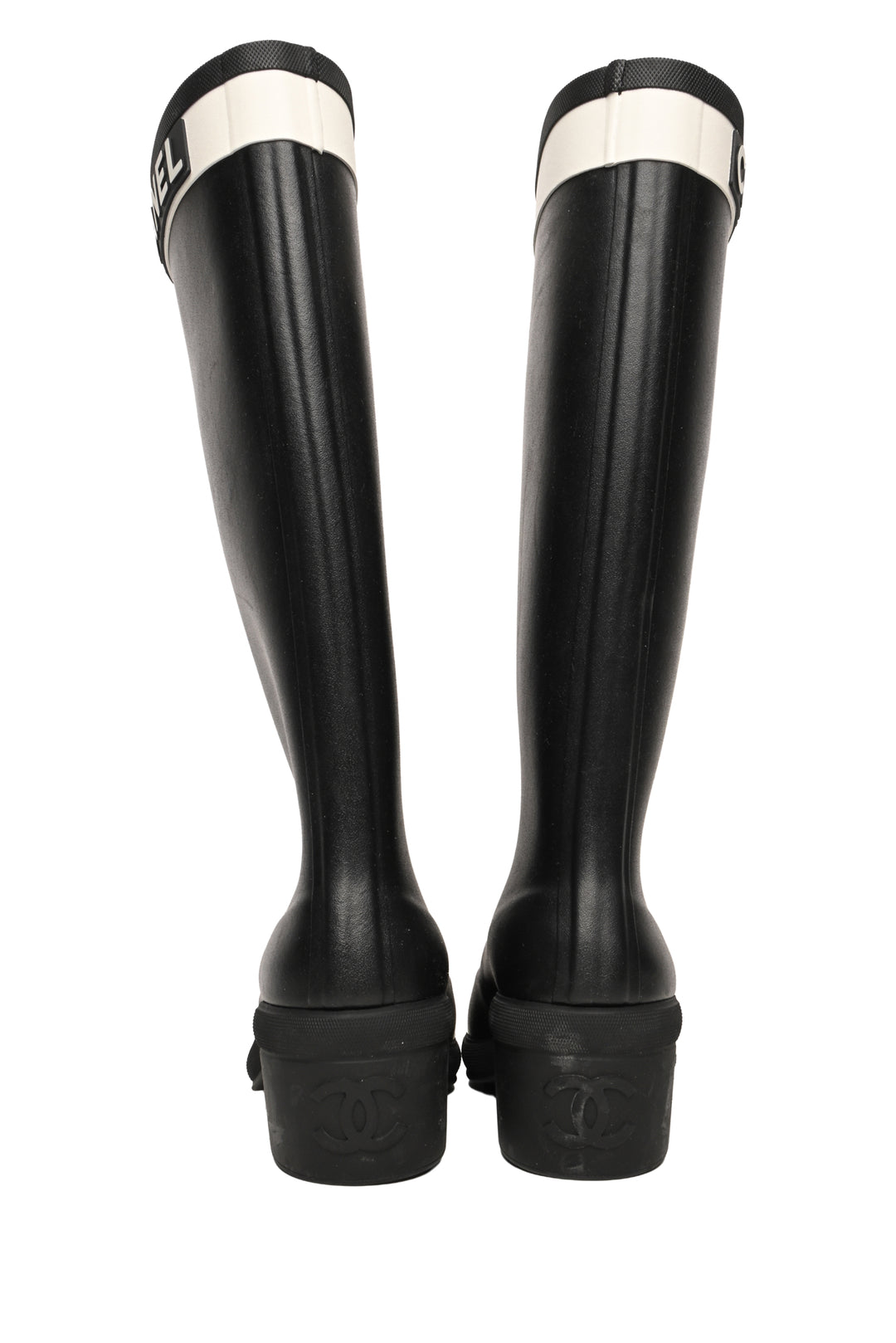 Chanel Size 36 Logo Rubber Rain Boots