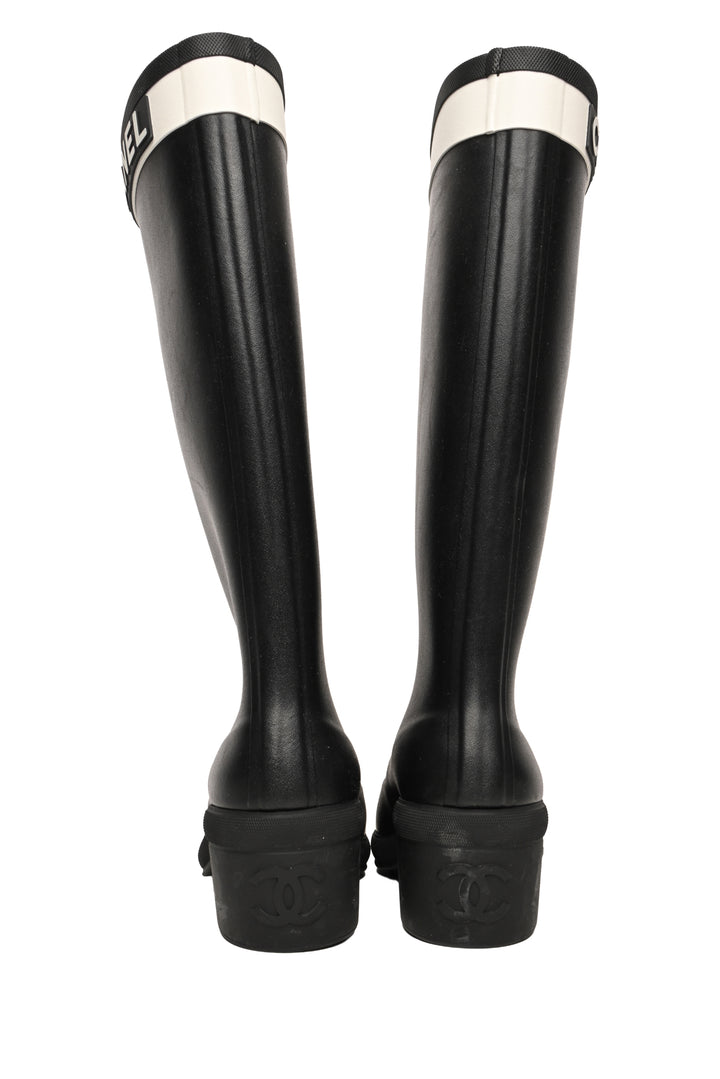 Chanel Size 36 Logo Rubber Rain Boots