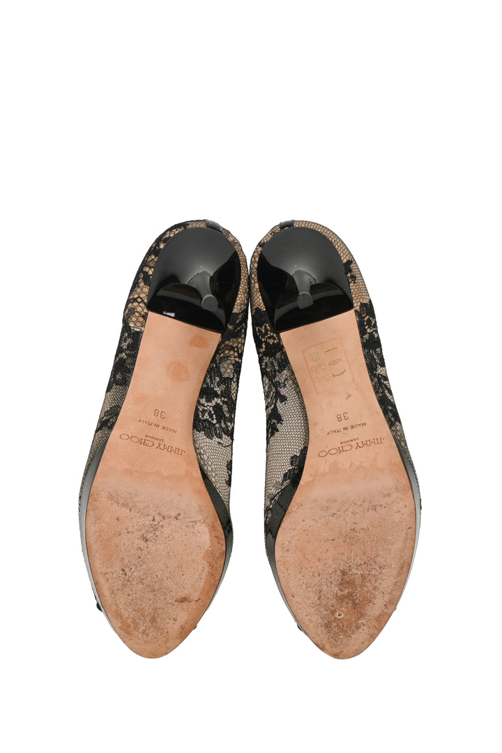 Jimmy Choo Lace Luna Peep Toe Size 38 Pumps