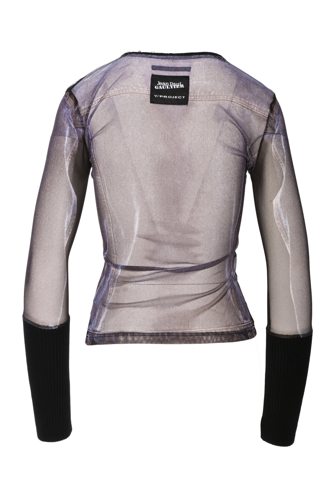 Jean Paul Gaultier x Y-Project Size 34 Trompe L'Oeil Hook & Eye Denim Mesh Top