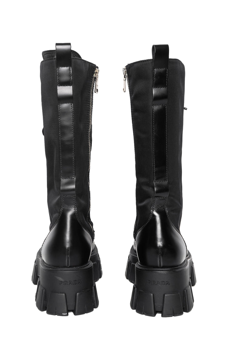 Prada Size 36.5 Monolith Mini Bag Knee High Combat Boots