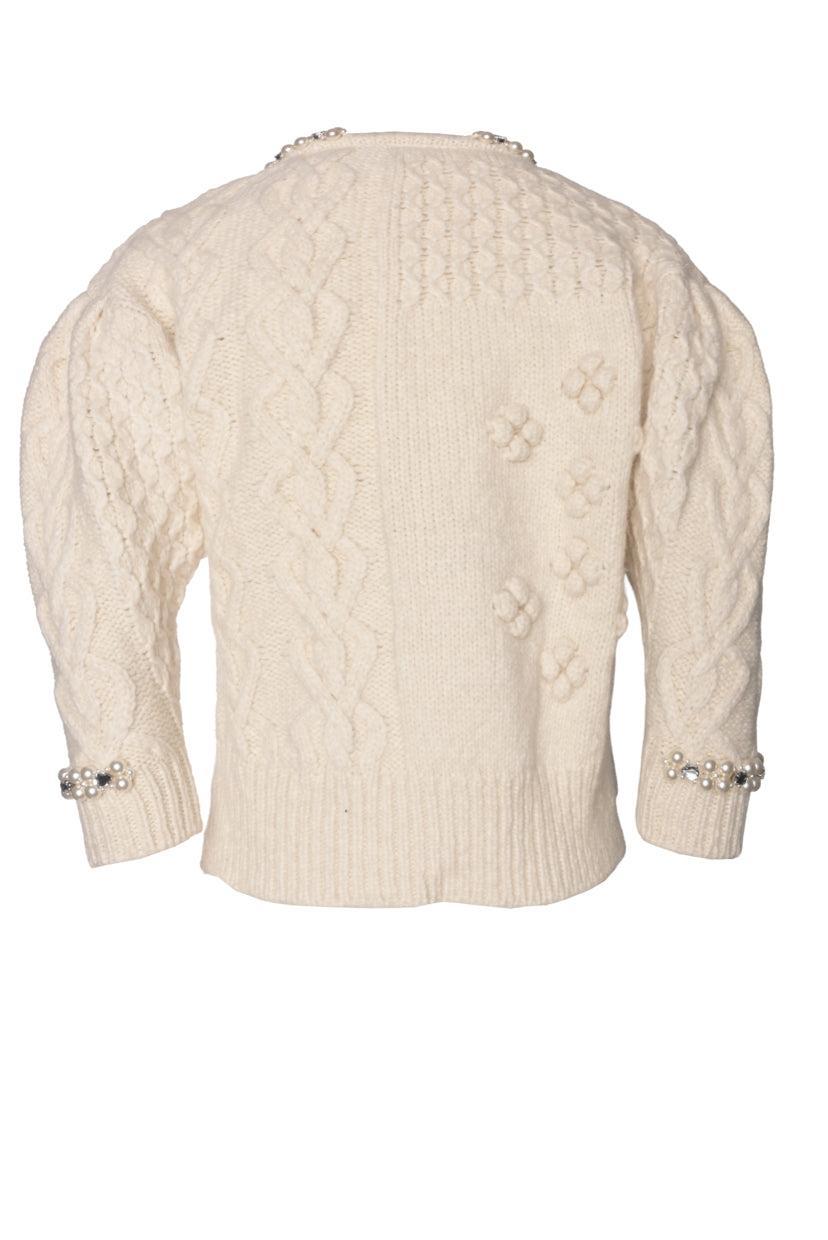 Simone Rocha Size S Embellished & Bow Cable Knit Cardigan