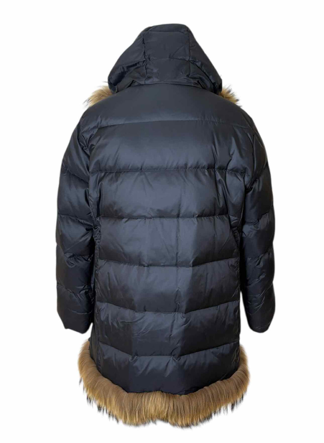 Burberry London Size 46 Quilted Poly Fur Trimmed Coat