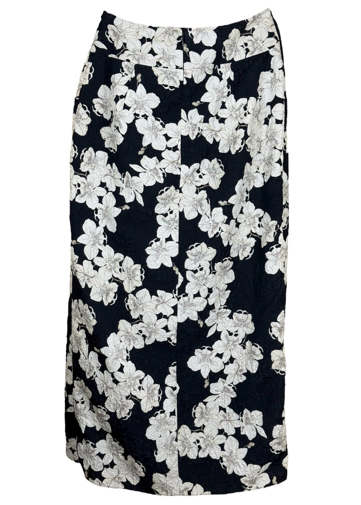 Erdem Size 4 Floral Jacquard Asymmetrical Midi Skirt