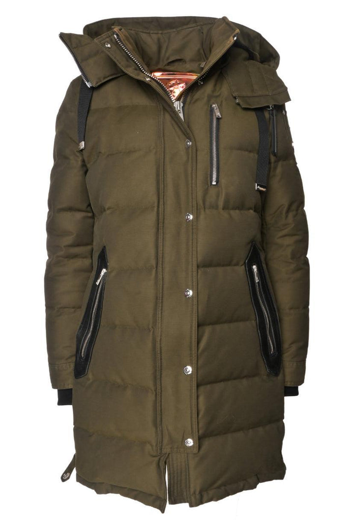 Moose Knuckles Size M Leather Trim Quilted Down Coat