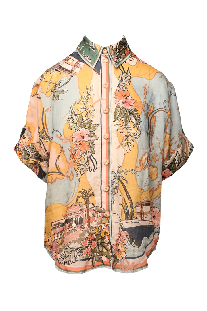 Zimmermann Size 0 Tallow Floral Ramie Shirt