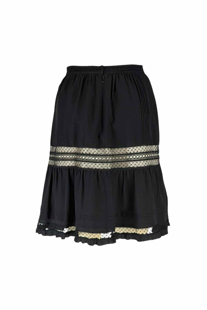 Shiatzy Chen Size 10 Lace Detail Silk Skirt