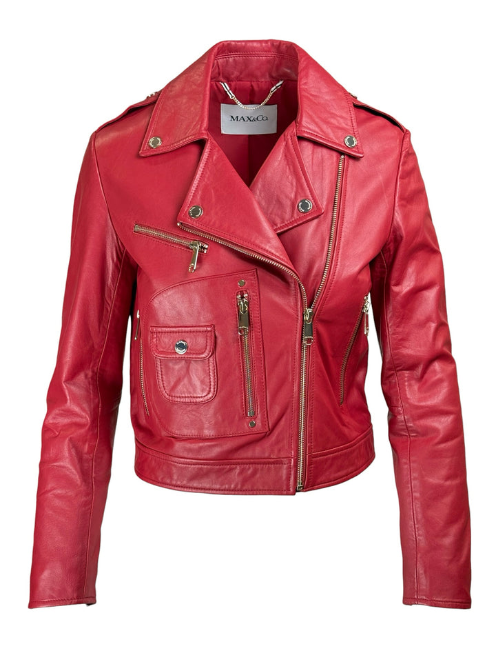 Max & Co Size 2 Leather Moto Jacket