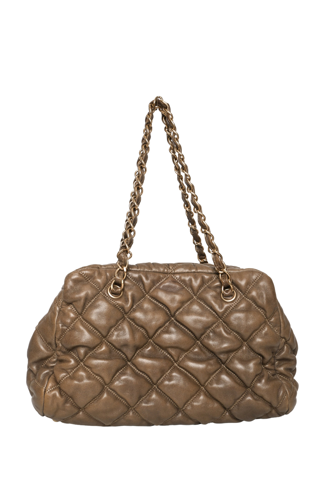 Chanel 2008-2009 Bubble Quilt Lambskin Medium Bowler Shoulder Bag