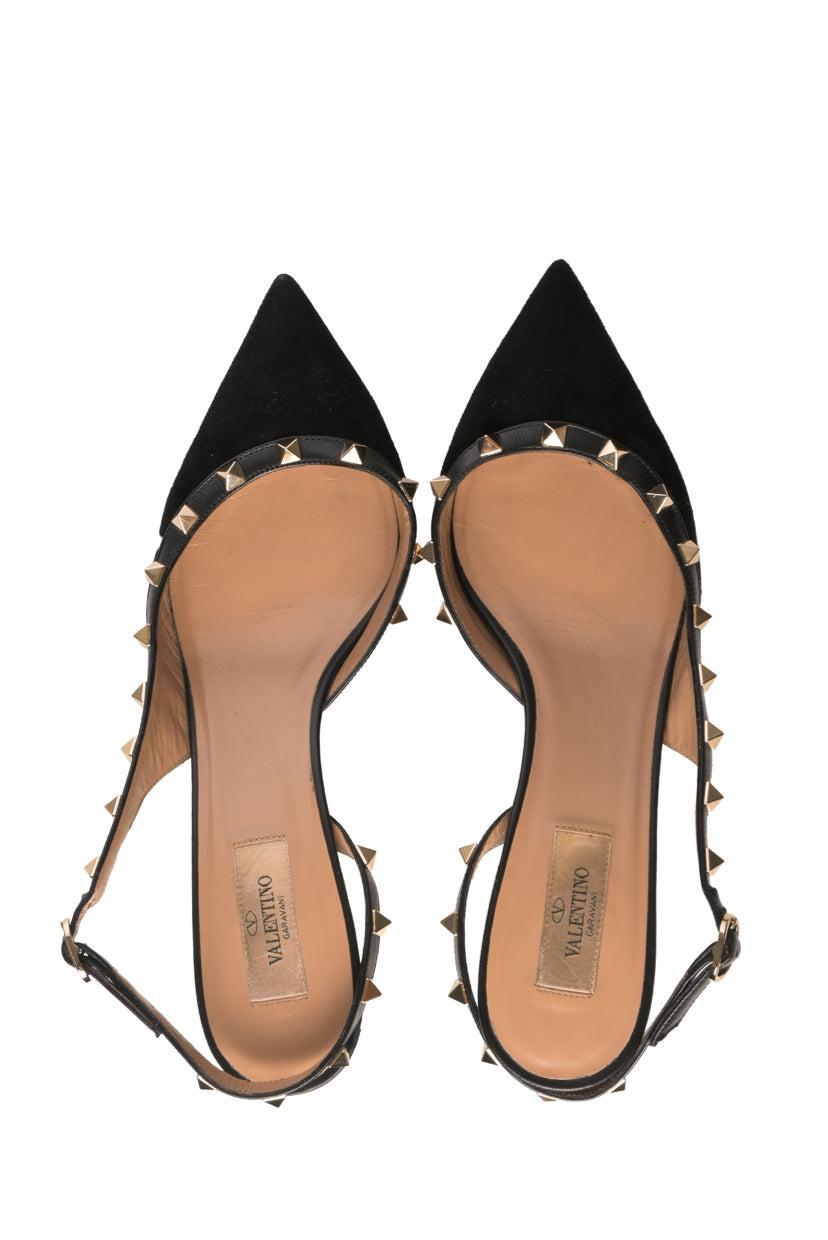 Valentino Size 40.5 Rockstud Pointed Toe Slingback Pumps