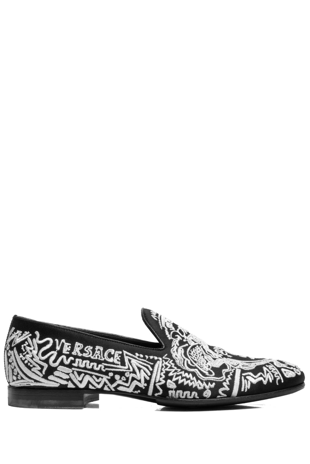 Versace Size 40.5 Men's Embroidered Medusa Satin Slippers