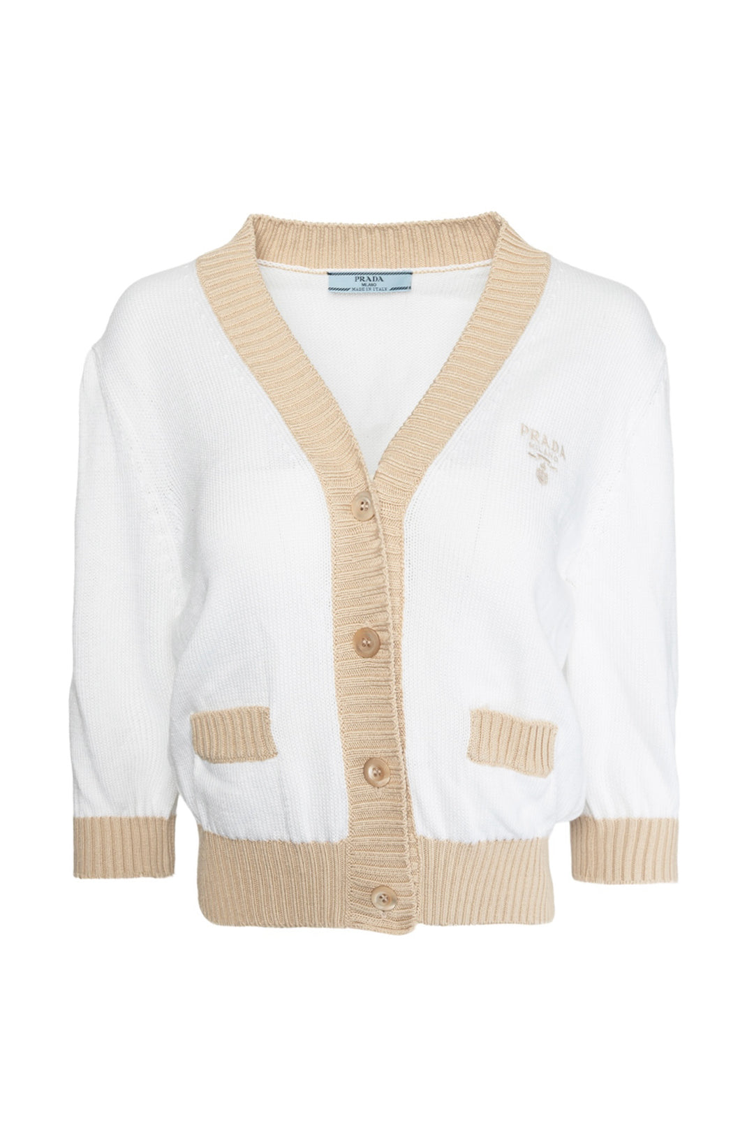 Prada Size 42 2023 Cropped Cotton Cardigan