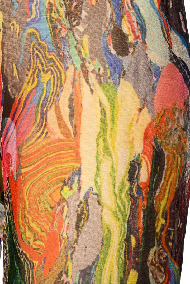 Dries Van Noten Size 42 Multi-colour Sheer Silk Pants