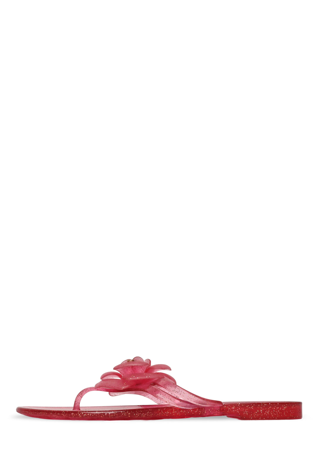 Chanel Size 37 Jelly Camellia Glitter Thong Sandals