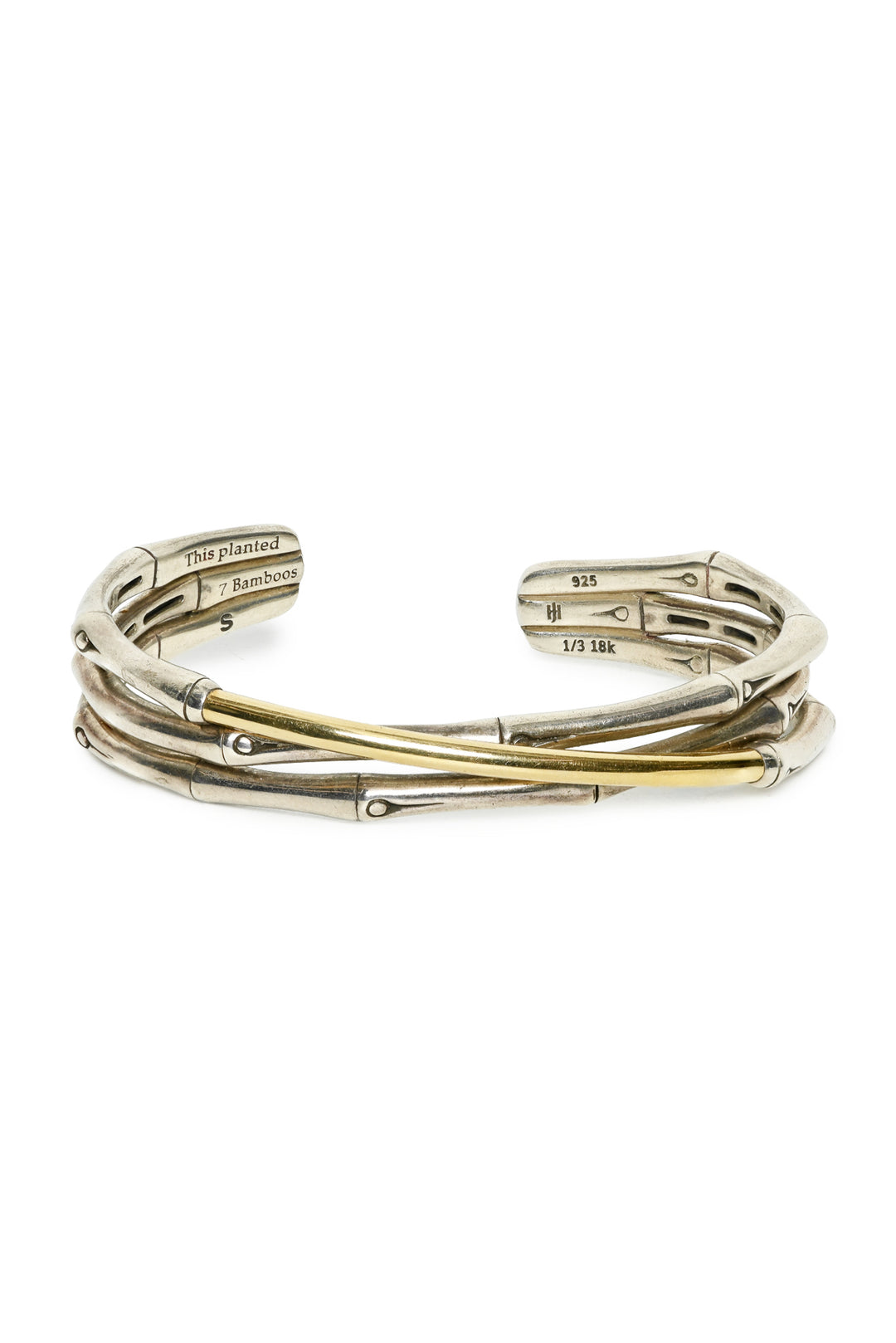 John Hardy Sterling Silver & 18K Gold Flexible Bamboo Cuff Bracelet