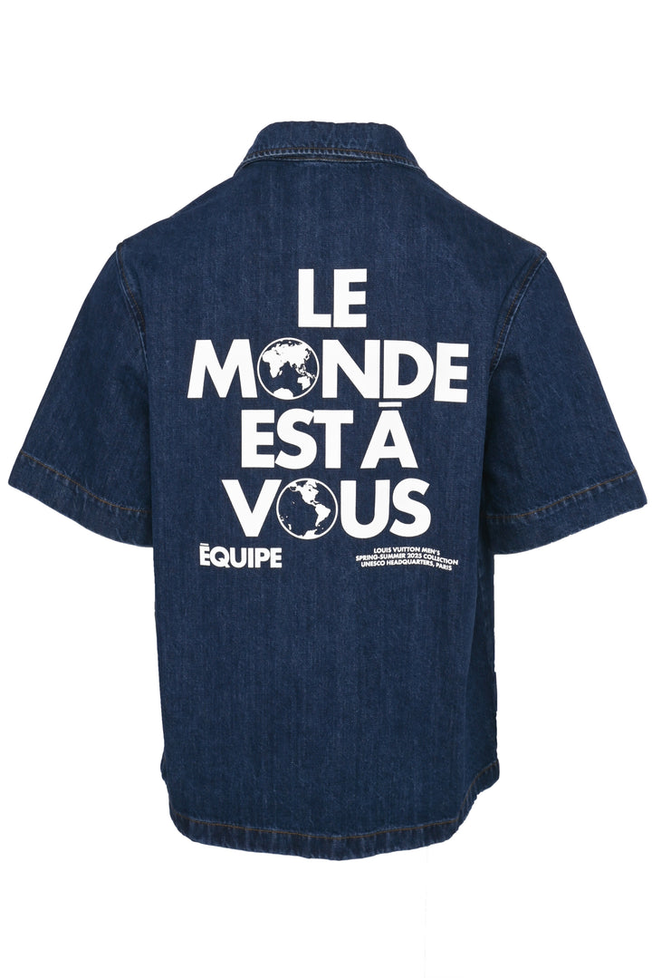 Louis Vuitton Size S Men's 2025 Staff Uniform Denim Short-Sleeved Shirt