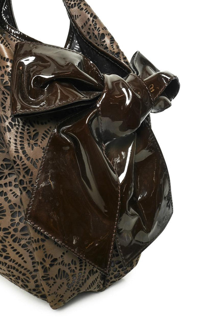 Valentino Bow Accent Perforated Leather Shoulder Bag