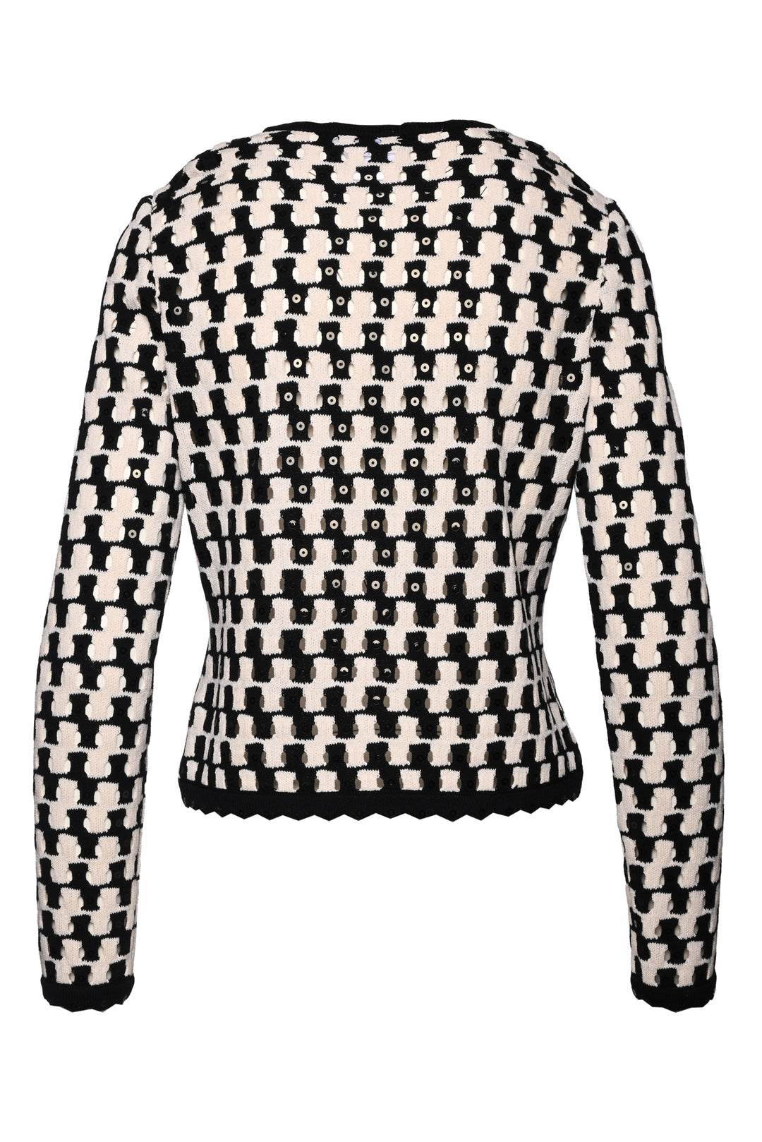 St. John Evening Size 4 Check Knit Embellished Tie-Up Cardigan