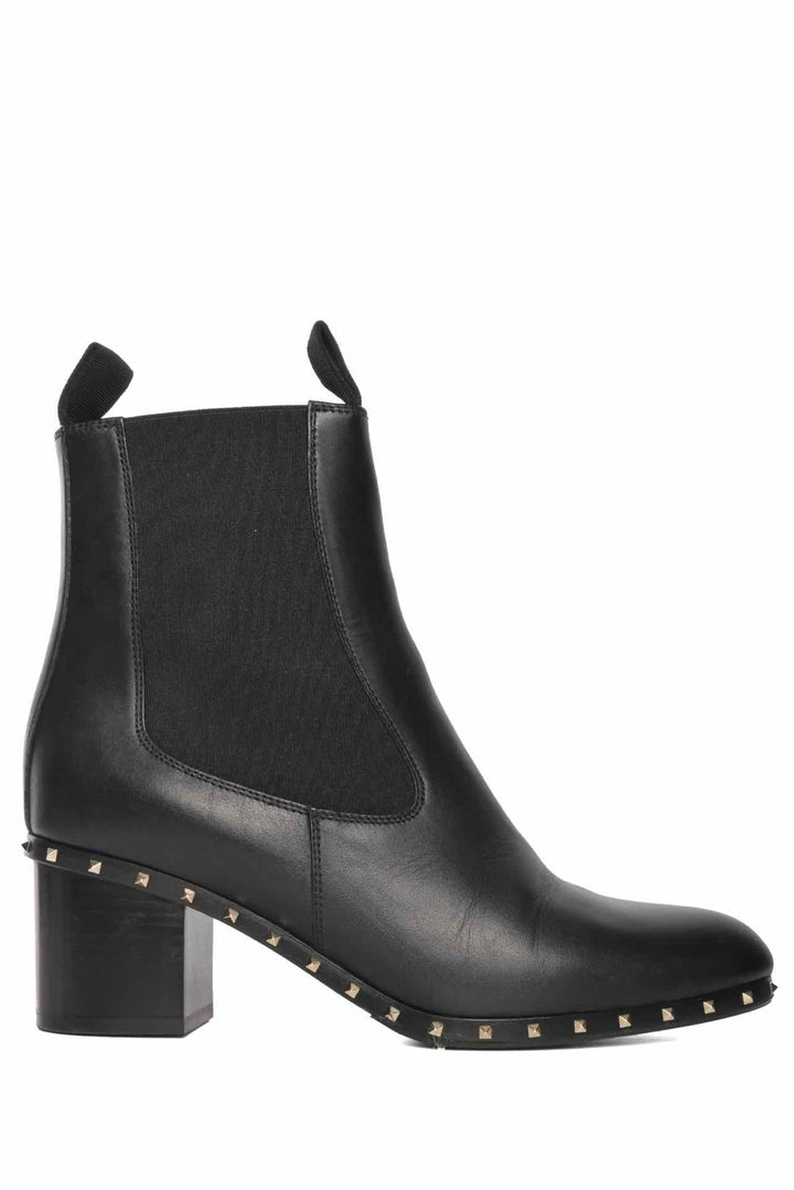Valentino Size 38 Rockstud Accent Leather Chelsea Ankle Boots
