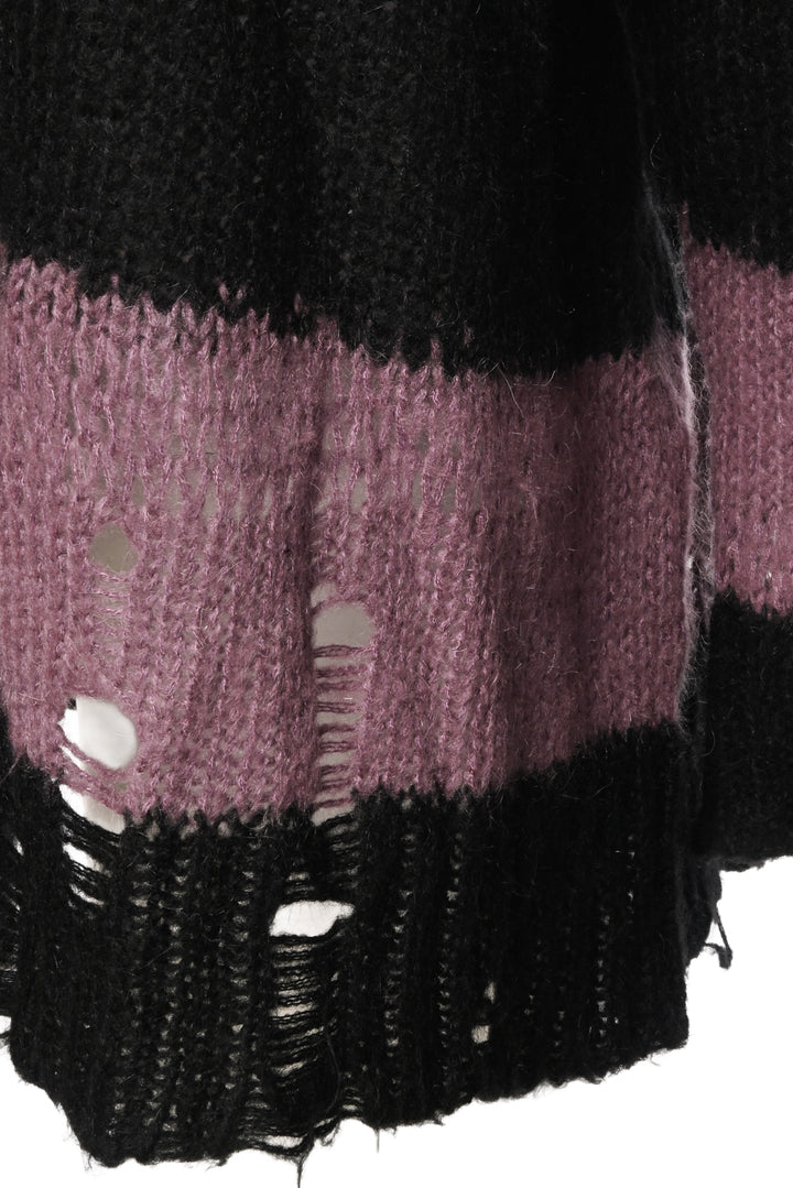 Acne Studios Size L Mohair Blend Striped Distressed Sweater