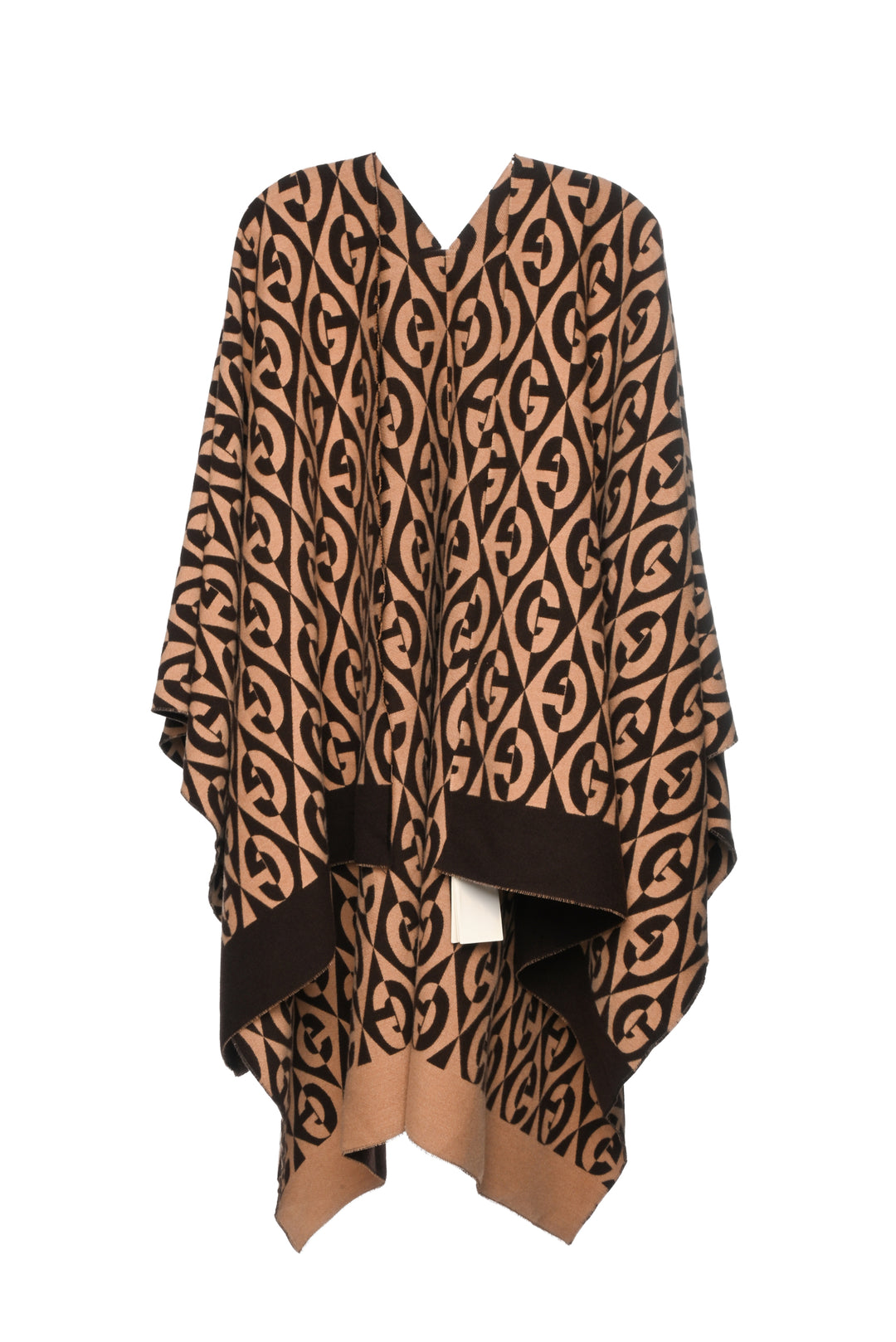 Gucci Size OS Logo Rhombus Wool Poncho