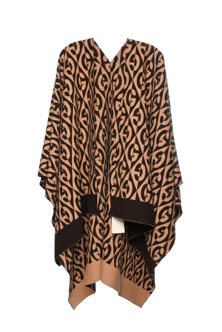 Gucci Size OS Logo Rhombus Wool Poncho