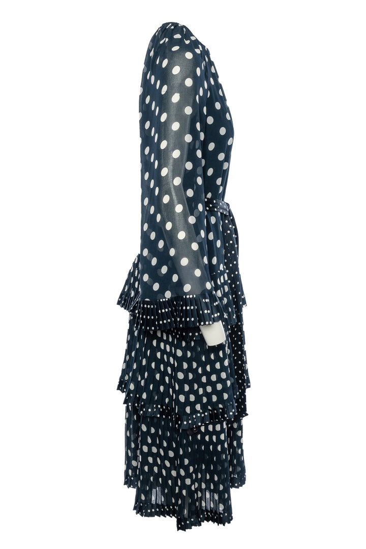 Zimmermann Size 3 Pleated Ruffle Trim Polkadot Dress