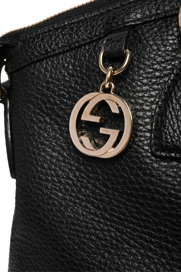Gucci Pebbled Leather GG Dome Satchel Tote