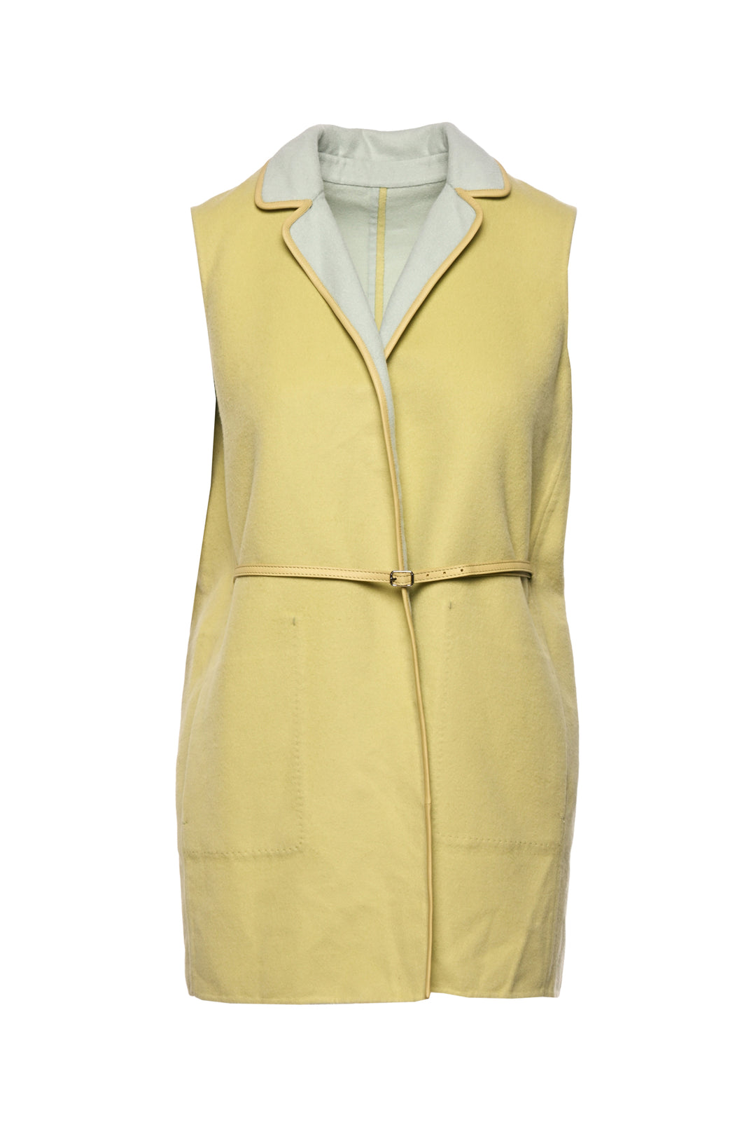 Loro Piana Size M Reversible Leather Trim Cashmere Midi Vest