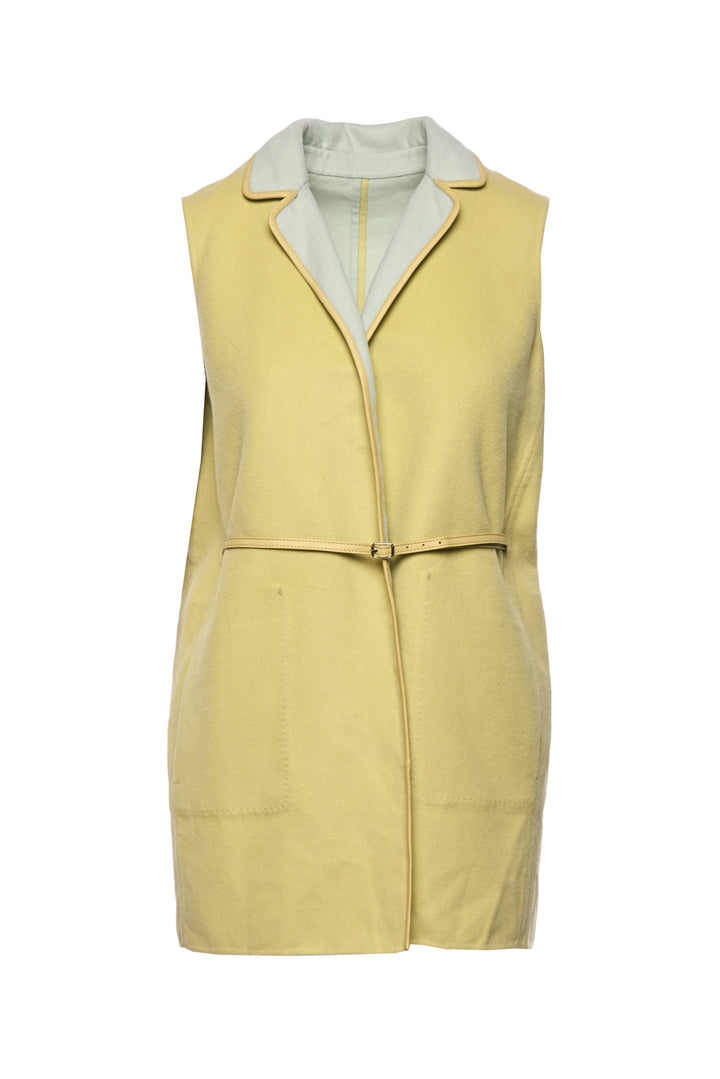 Loro Piana Size M Reversible Leather Trim Cashmere Midi Vest