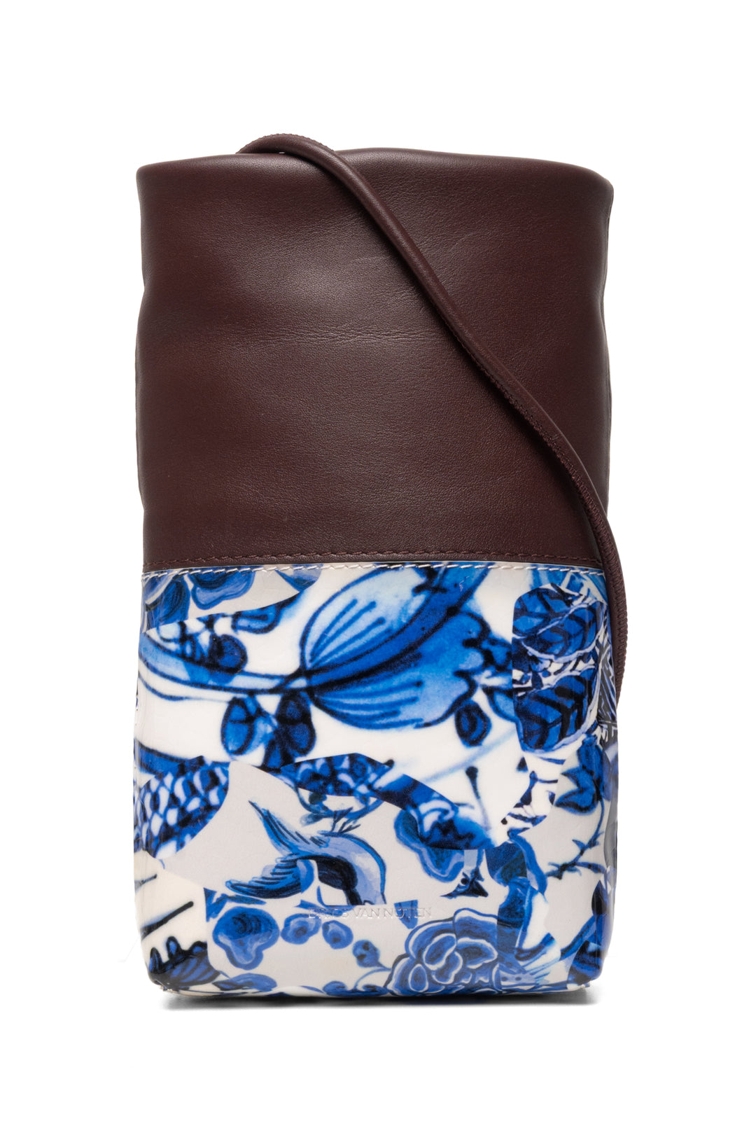 Dries Van Noten Two-Tone Patterned Leather Phone Holder Crossbody