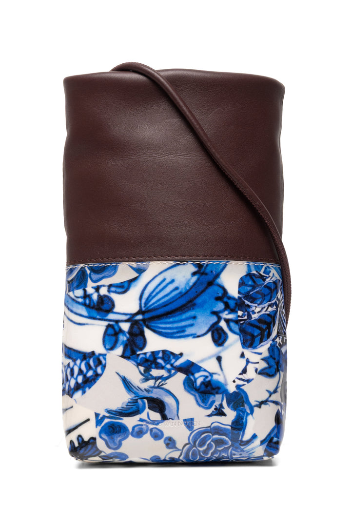 Dries Van Noten Two-Tone Patterned Leather Phone Holder Crossbody