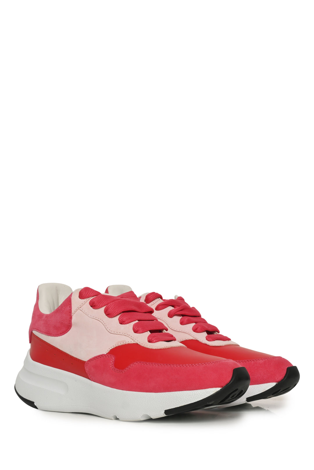 Alexander Mcqueen Size 37.5 Leather & Suede Oversized Runner Low Top Sneaker