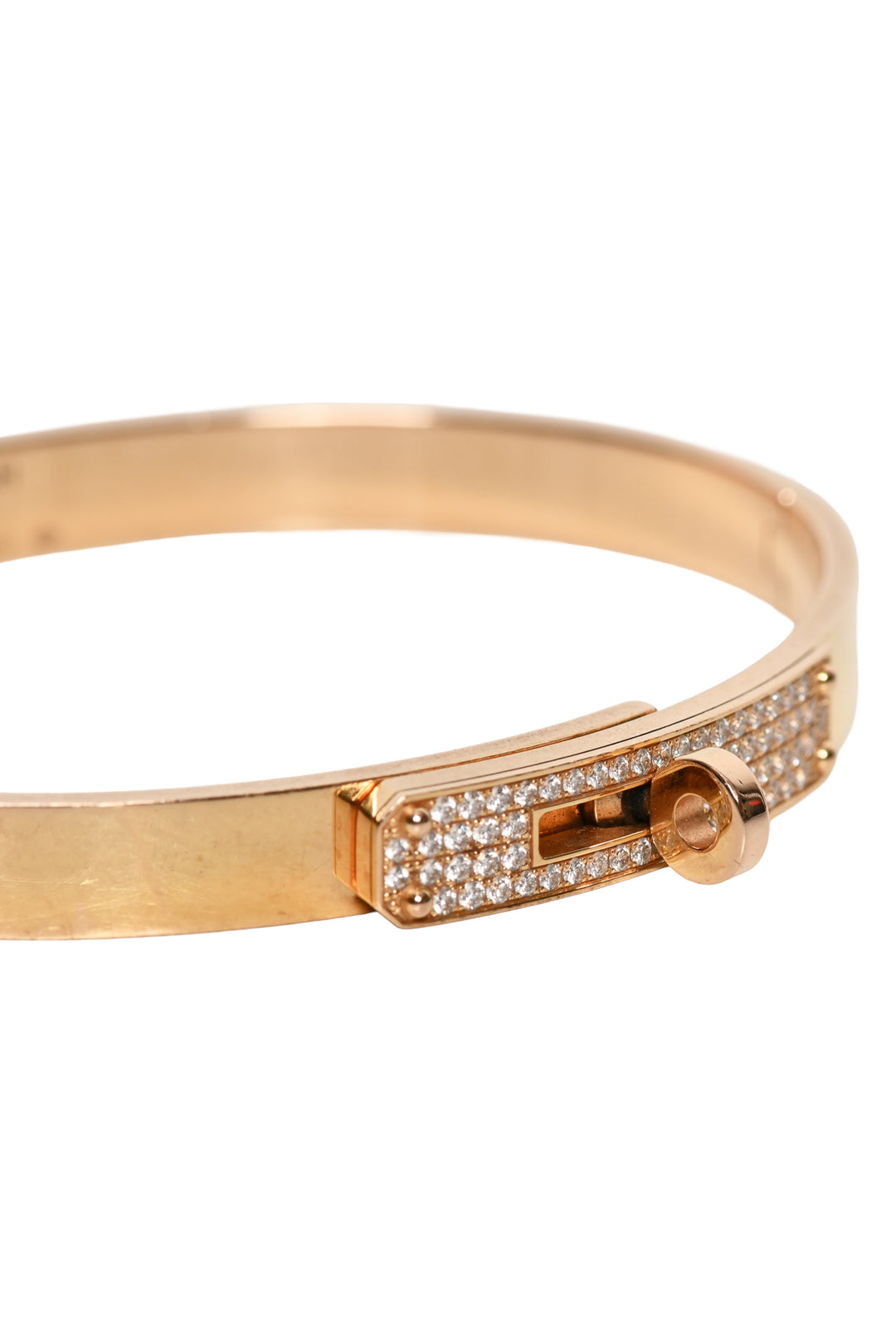 Hermes Size SH 2023 18K Rose Gold Kelly Diamond Bracelet