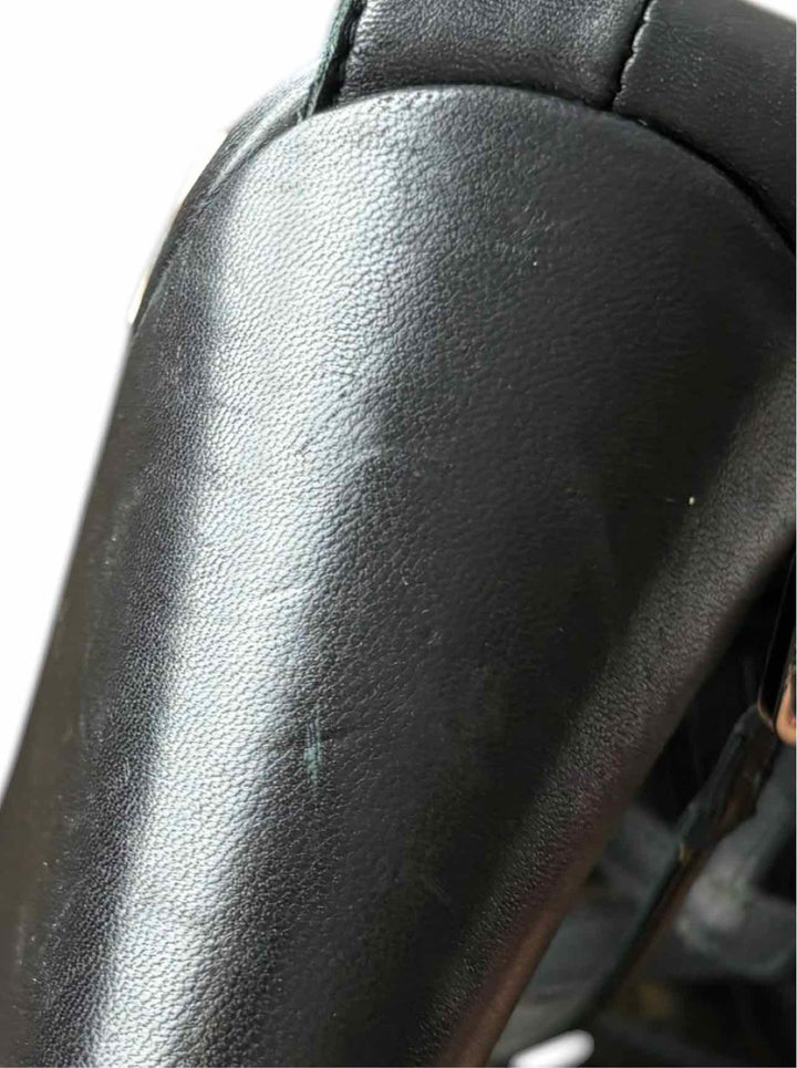 Chanel Size 38 Leather Gladiator Wedge Sandals